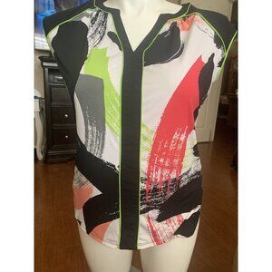 Worthington Petite Multicolor Sleeveless Popover Career Blouse Sz: PL Colorful
